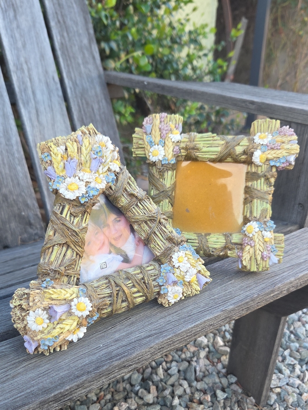 Set of 2 Rustic Frames by Figi Frames Cottagecore Floral Triangle Square